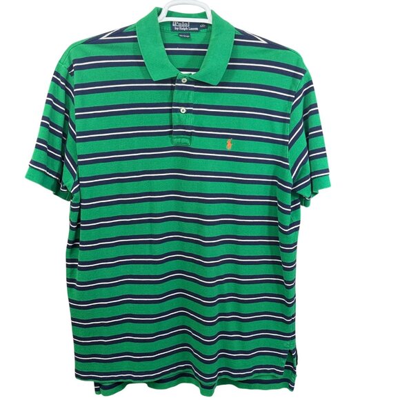 Polo Ralph Lauren Mens XXL Classic Fit Striped Polo Shirt Green/Blue XXL - Picture 1 of 7